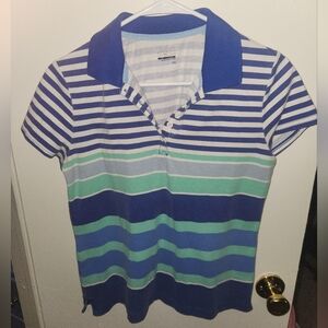 Striped Polo Shirt in Blue and Green